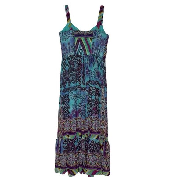 Betsey Johnson Y2K Colorful Bohemian Maxi Slip Dress Sz 10 Vacation, Party - Picture 5 of 14